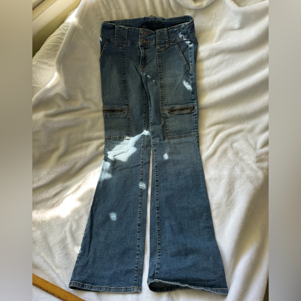 Women's Blue Denim Vintage Blue Jeanious Flare Jeans